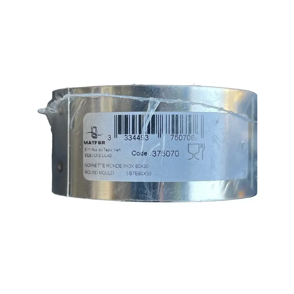 MATFER BOURGEAT Pro Stainless Steel Cake Tart Ring Round Mold 60x30 Set of 4 NWT